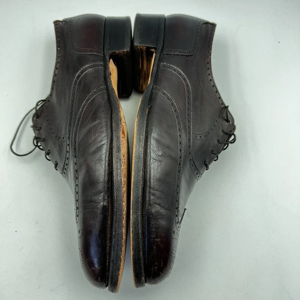 VTG Florsheim Royal Imperial Mens 10D Wingtip Leather Burgundy Brown Dress Shoes